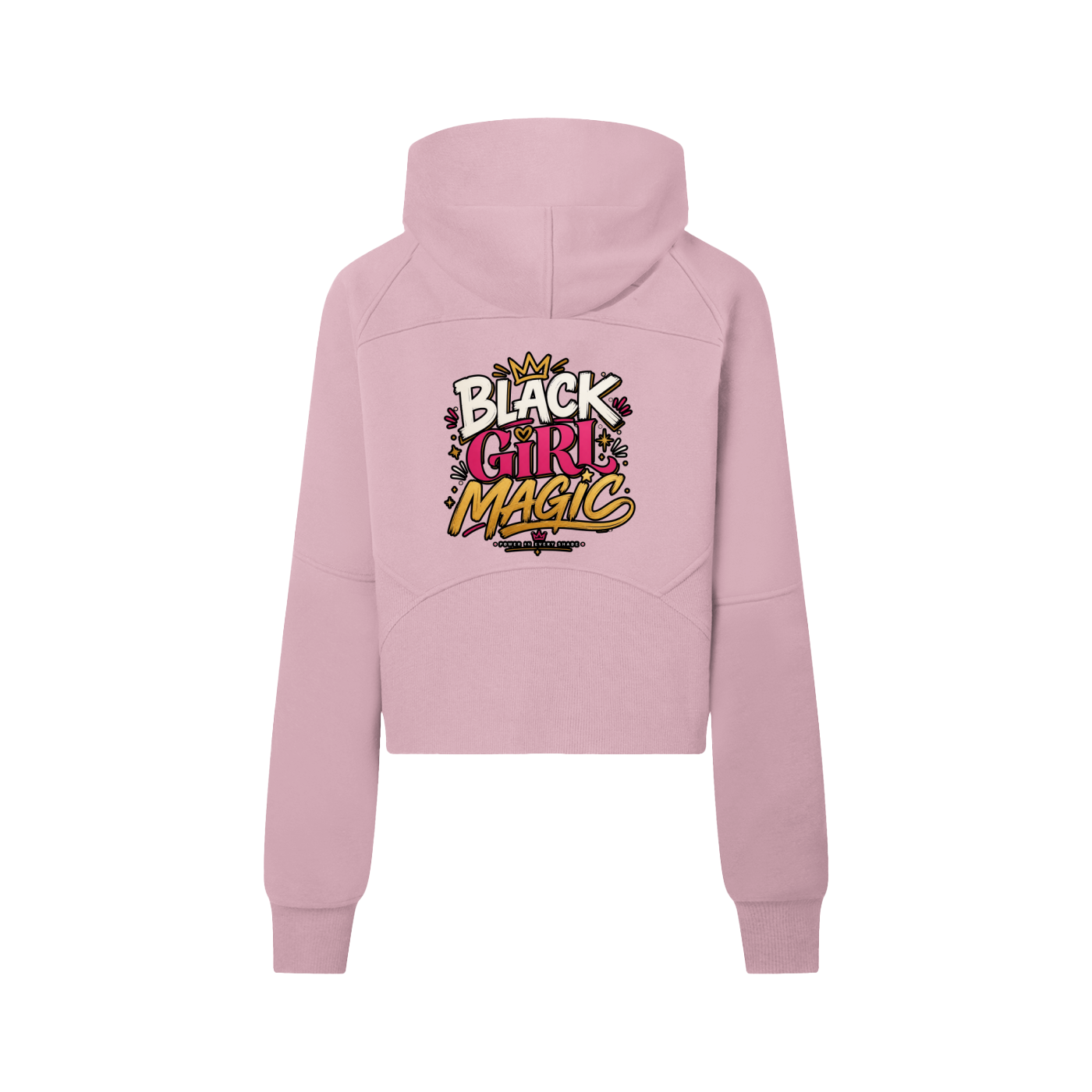 "Black Girl Magic" Cropped Half-Zip Hoodie