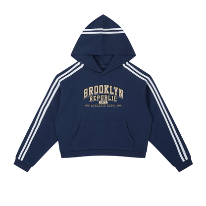 "Brooklyn Republic Essentials"  Contrast Side Stripe Cropped Hoodie