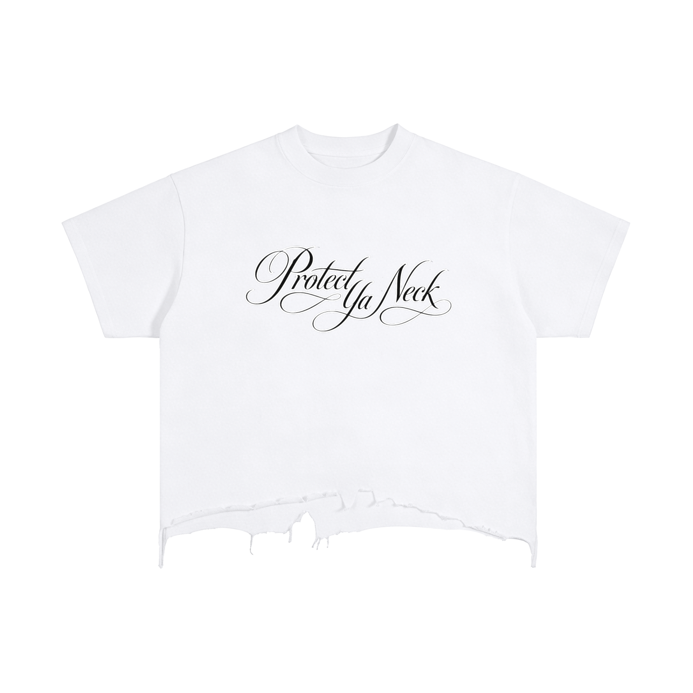 PYN™ x BKRP™ "PYN Official" Vintage Wash Boxy Distressed Hem T-Shirt