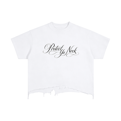 PYN™ x BKRP™ "PYN Official" Vintage Wash Boxy Distressed Hem T-Shirt