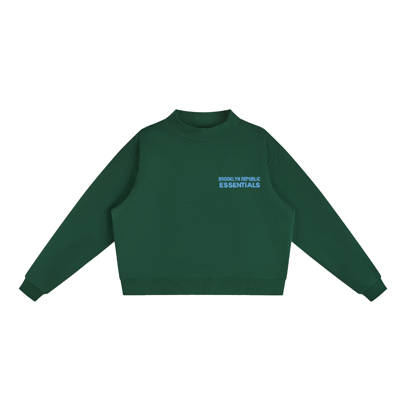 Brooklyn Republic Essentials™ Embroidered Fleece Mock-Neck Crew Sweatshirt