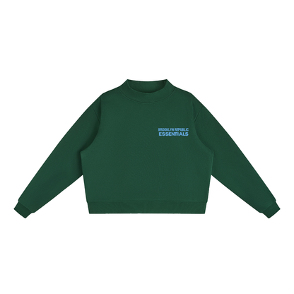 Brooklyn Republic Essentials™ Embroidered Fleece Mock-Neck Crew Sweatshirt