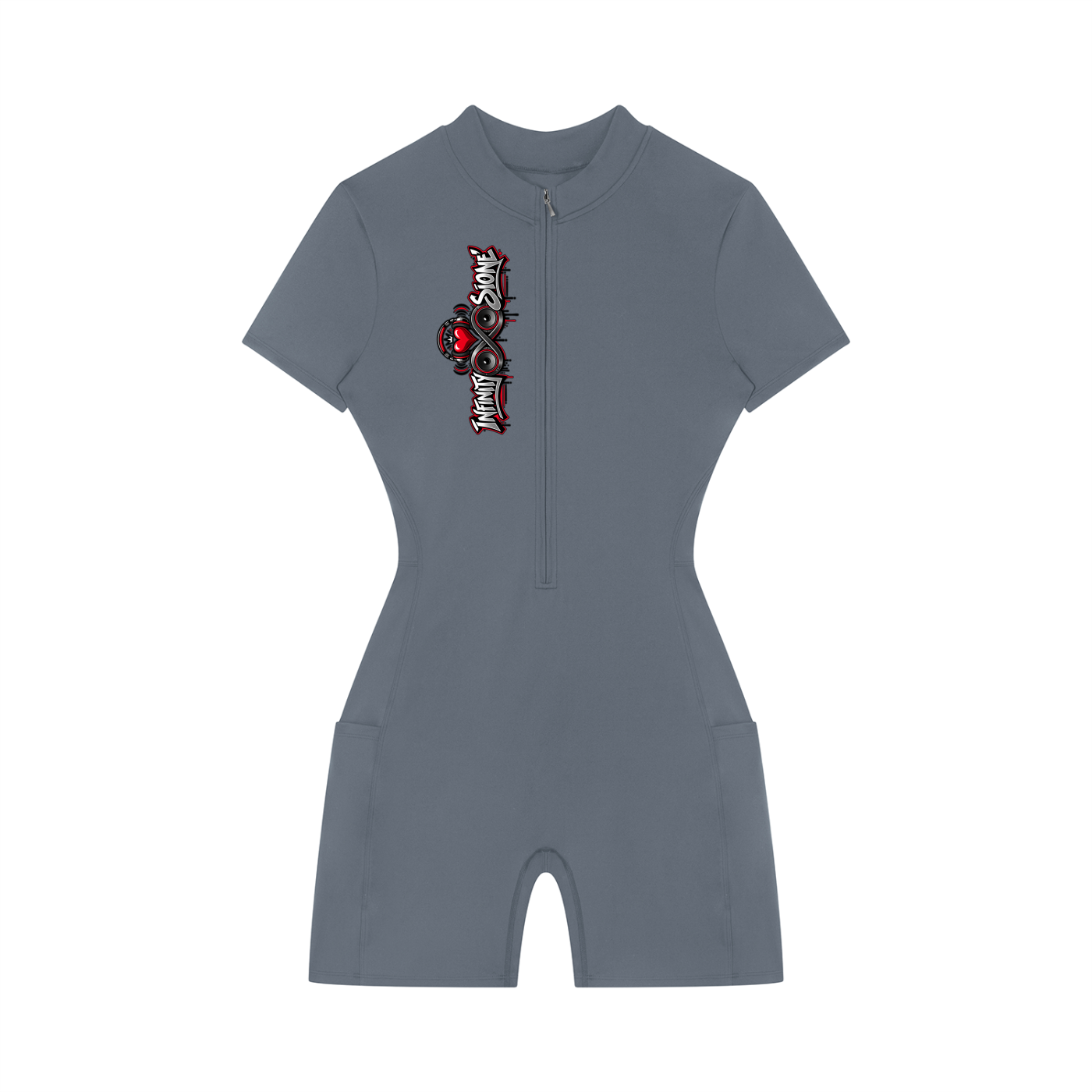 Infinity Sione™ "Heartbeatz" Women's Quarter-Zip Short Sleeve Romper
