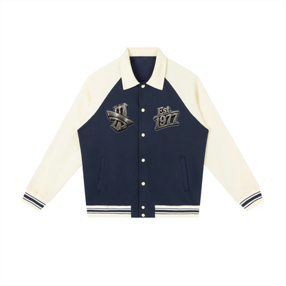 "All-Star" Contrast Raglan Sleeve Baseball Jacket