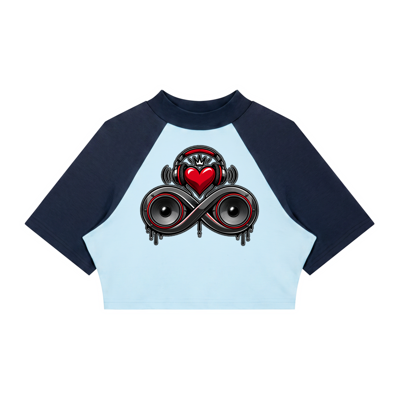 Infinity Sione™ "Heartbeatz" Color Block Raglan Crop T-Shirt