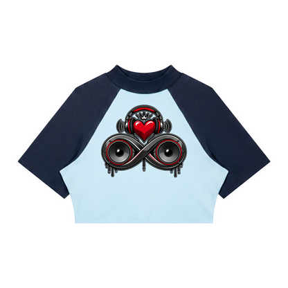 Infinity Sione™ "Heartbeatz" Color Block Raglan Crop T-Shirt