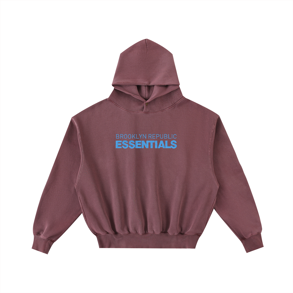 Brooklyn Republic Essentials™ Embroidered Frayed Enzyme Washed Fleece Hoodie