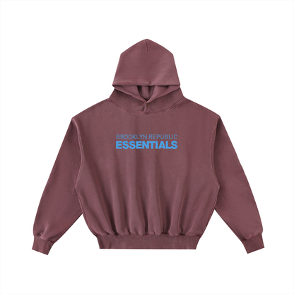 Brooklyn Republic Essentials™ Embroidered Frayed Enzyme Washed Fleece Hoodie