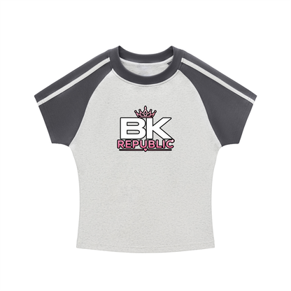 "Brooklyn Republic Essentials"  Women's Contrast Stripes Bodycon Raglan  Sleeve T-Shirt