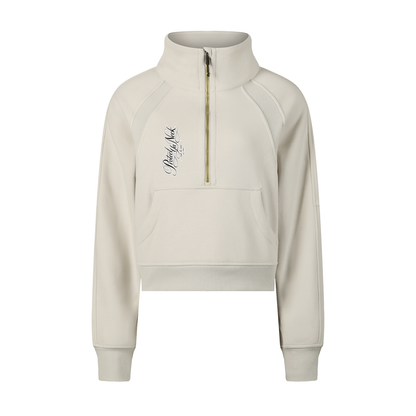 PYN™ x BKRP™ "Cut & Sew" Cropped Half-Zip Sweatshirt