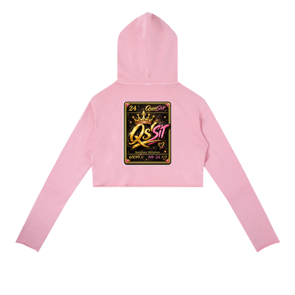 "QUEEN" Vintage Washed Raw Edge Hoodie