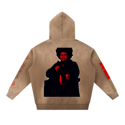 "Blood Rain" Vintage Washed Frayed Fleece Hoodie