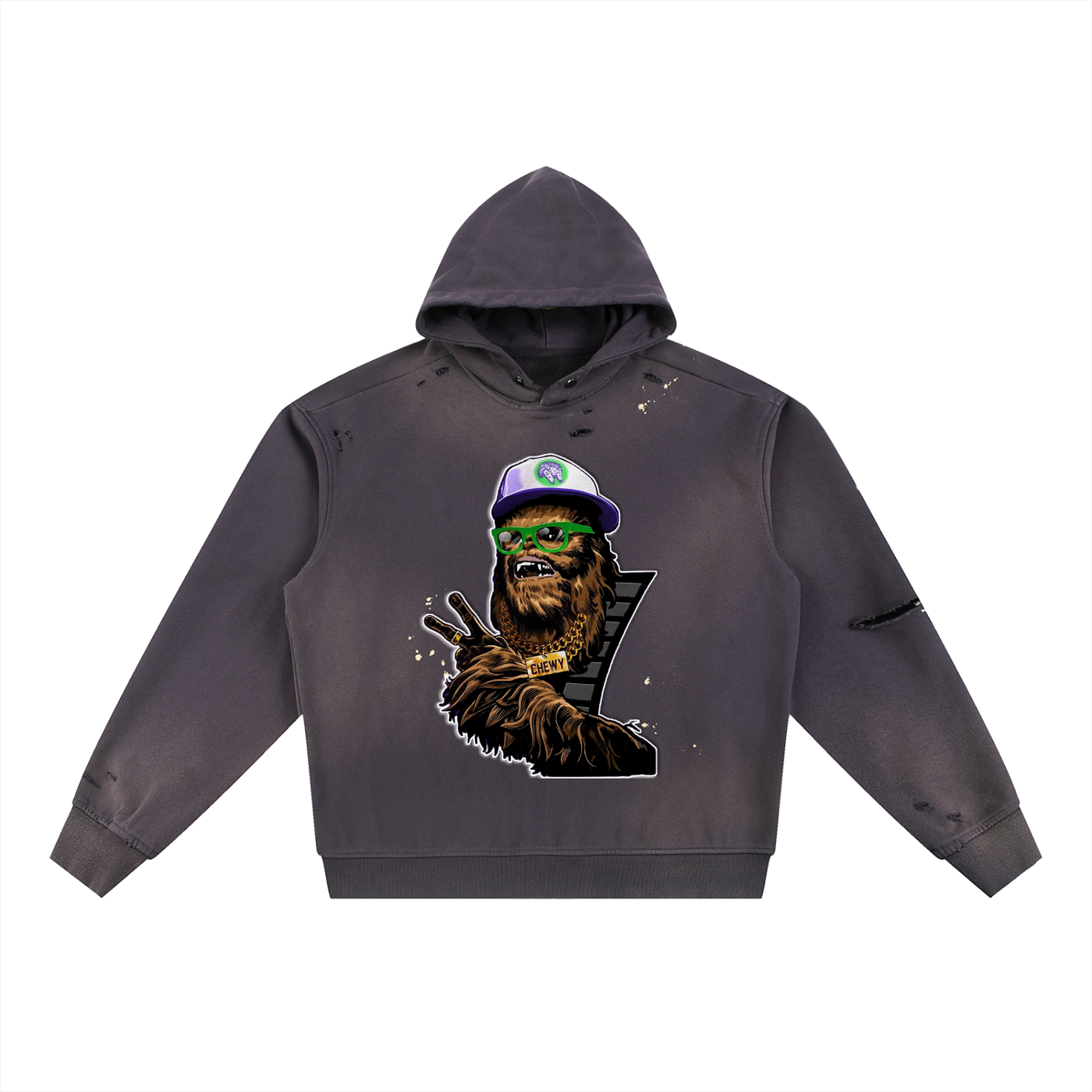 "MC Chewy" Sun Fade Frayed Fleece Hoodie