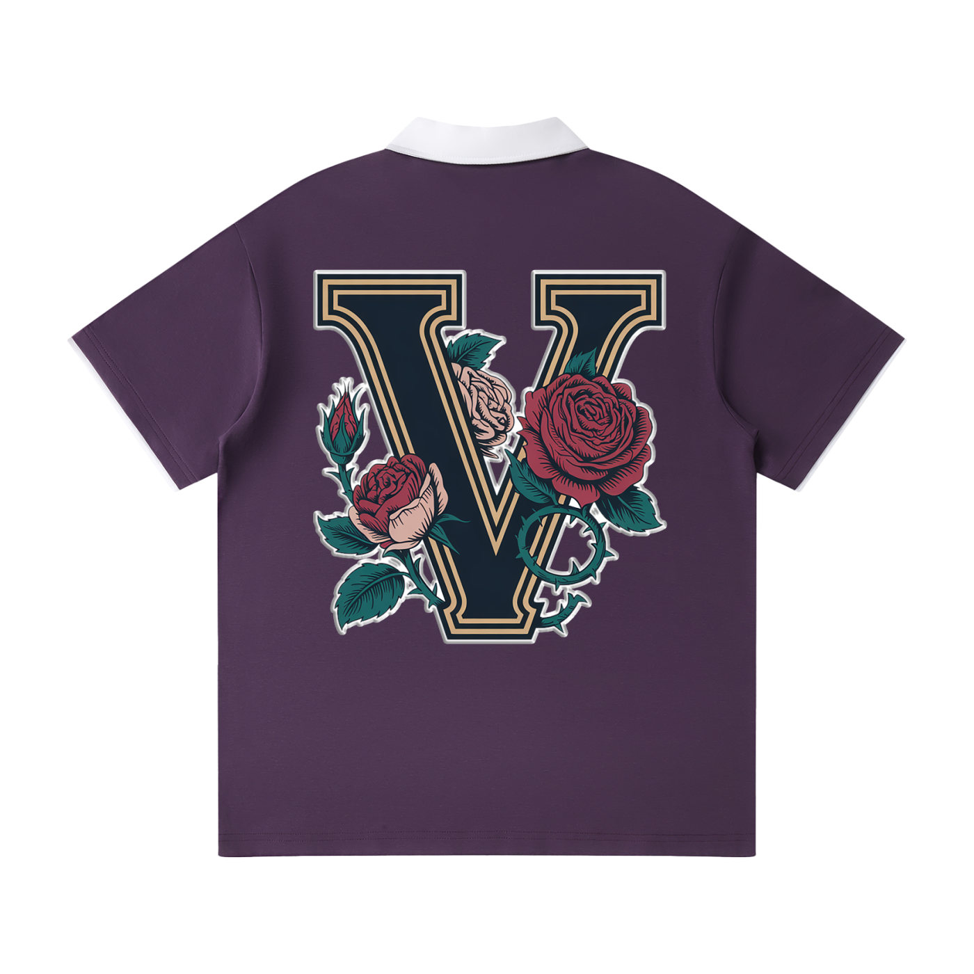 "Varsity" Contrast Collar Raglan Polo Shirt