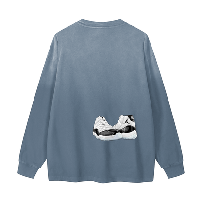 "Straight Gangster" Gradient Washed Long Sleeve T-Shirt
