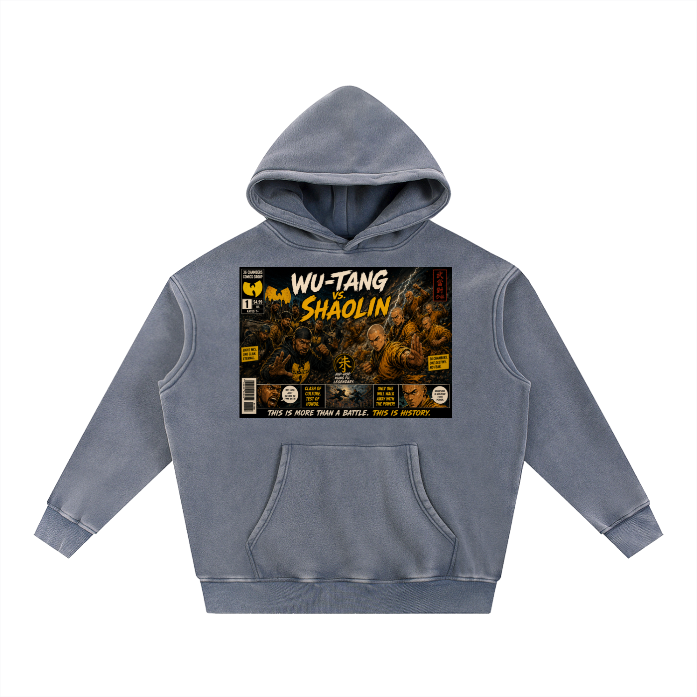 PYN™x BKRP™ "Wu-Tang vs. Shaolin" Snow Wash Fleece Oversize Hoodie