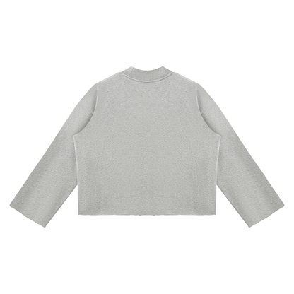 PYN™ "WUSA" Women's Mock Neck Raw Edge Boxy Sweatshirt
