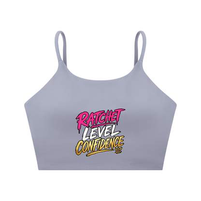 "Ratchet Level Confidence" Spaghetti Strap Yoga Sports Bra