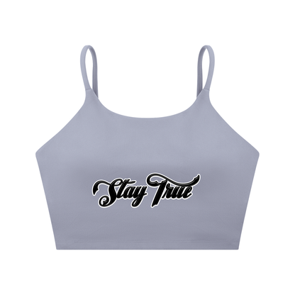 "STAY TRUE" Spaghetti Strap Yoga Sports Bra