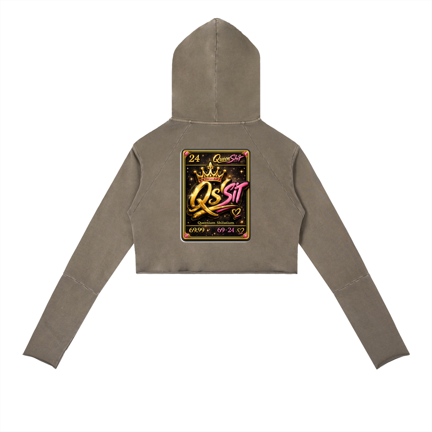 "QUEEN" Vintage Washed Raw Edge Hoodie