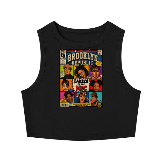 "Ladies First Comic Vol.1" Women's Tight Crewneck Crop Tank Top