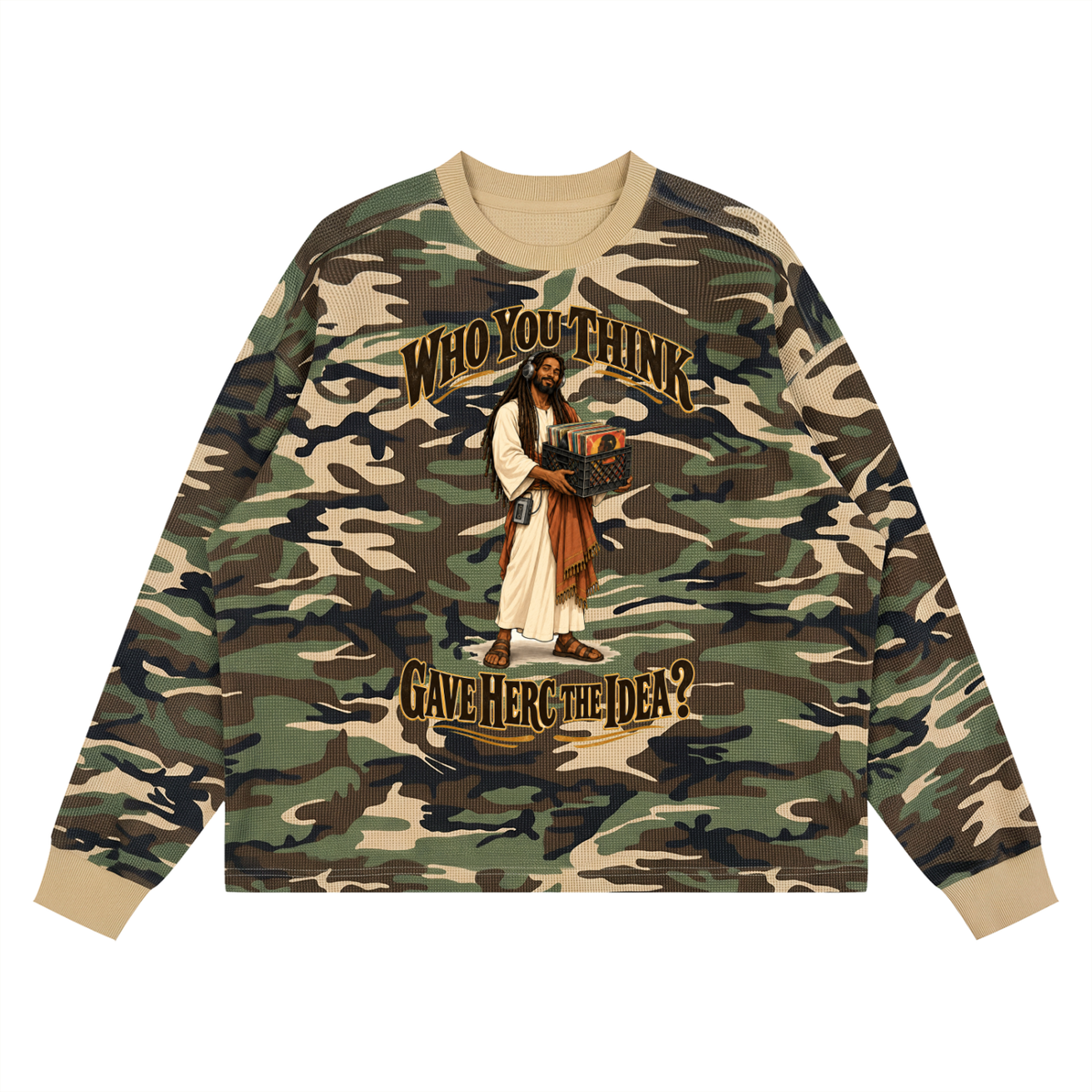 "YahWord" Waffle Boxy Long Sleeve T-Shirt