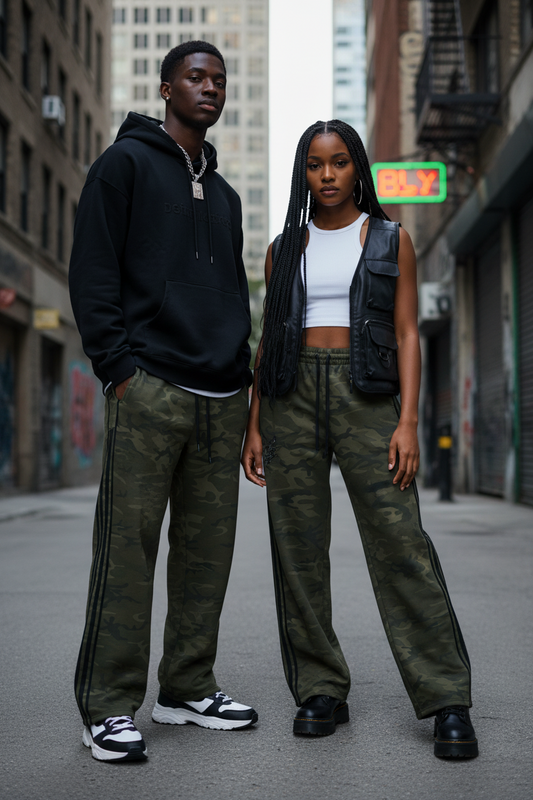"DREAM CHASERS" Camo Wide Leg Sweatpants