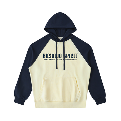 "Bushido" Color-Block Raglan Sleeve Hoodie