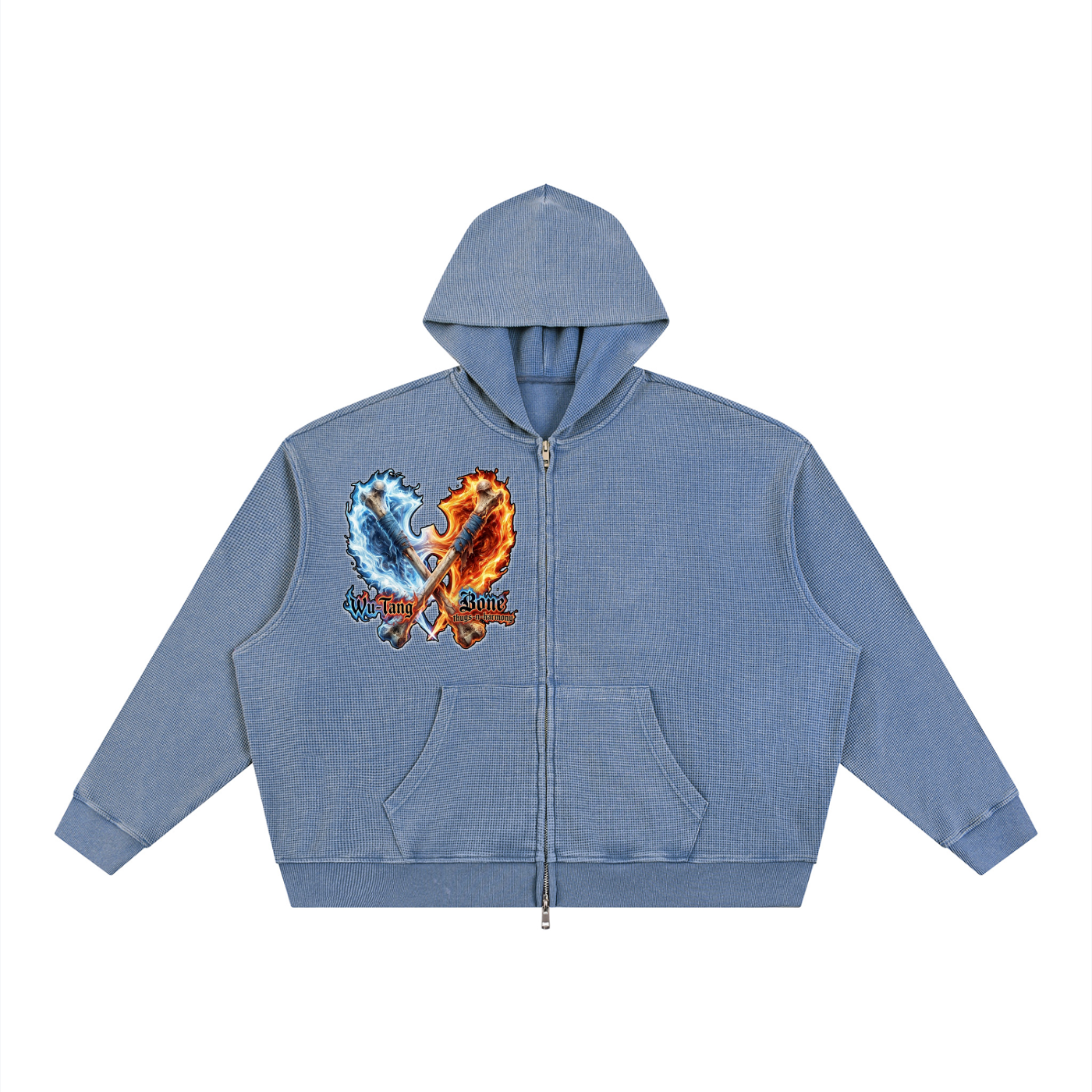 PYN™ "The Final Chamber" Vintage Wash Boxy Waffle Full Zip Hoodie