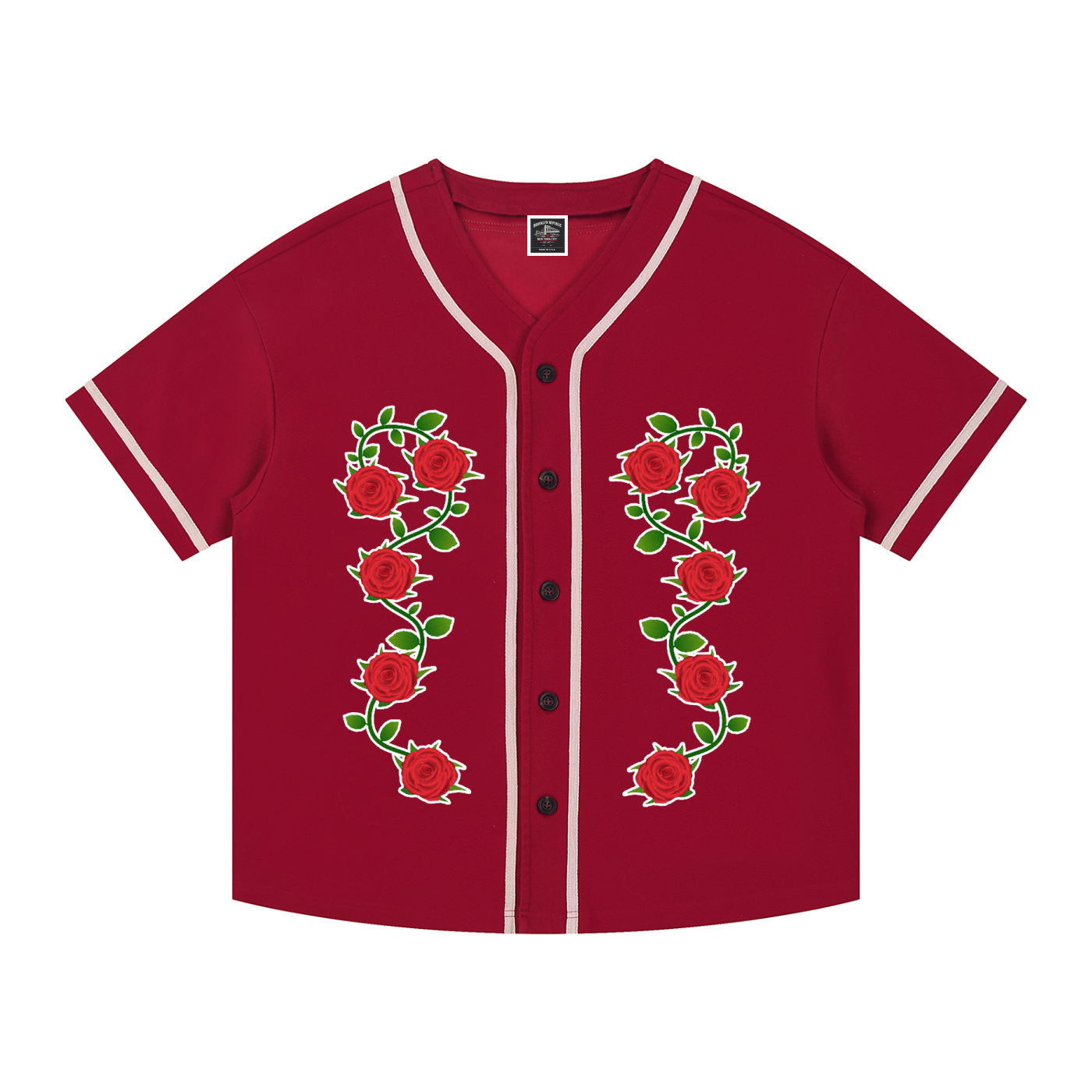 "Varsity" Contrast Piped Button-Up Jersey
