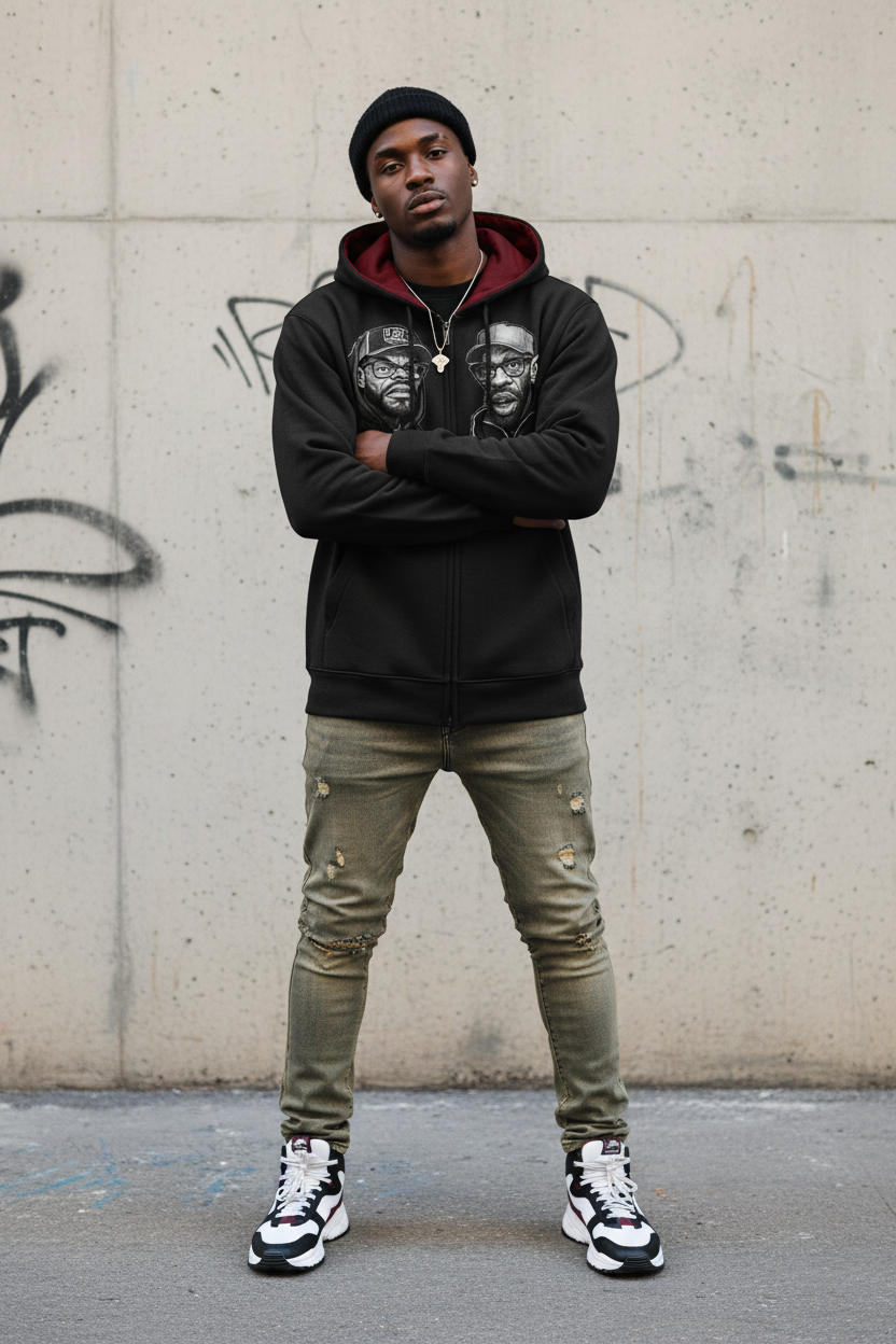 "How High" Drop Shoulder Full Zip Hoodie