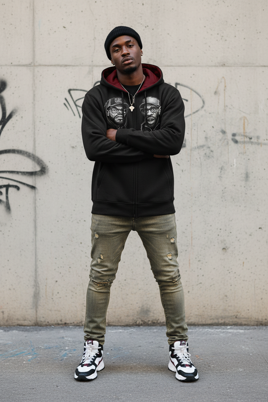 "How High" Drop Shoulder Full Zip Hoodie