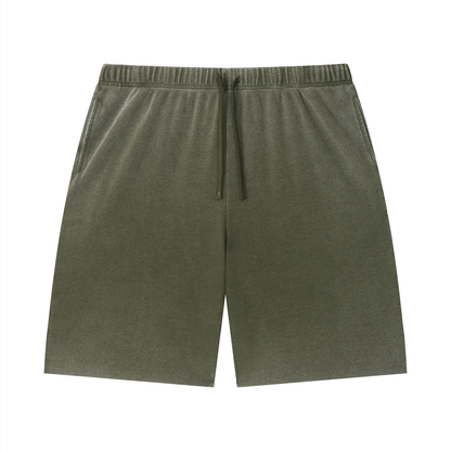"Brooklyn Republic Essentials" Vintage Wash Sunfade Waffle Raw Hem Shorts