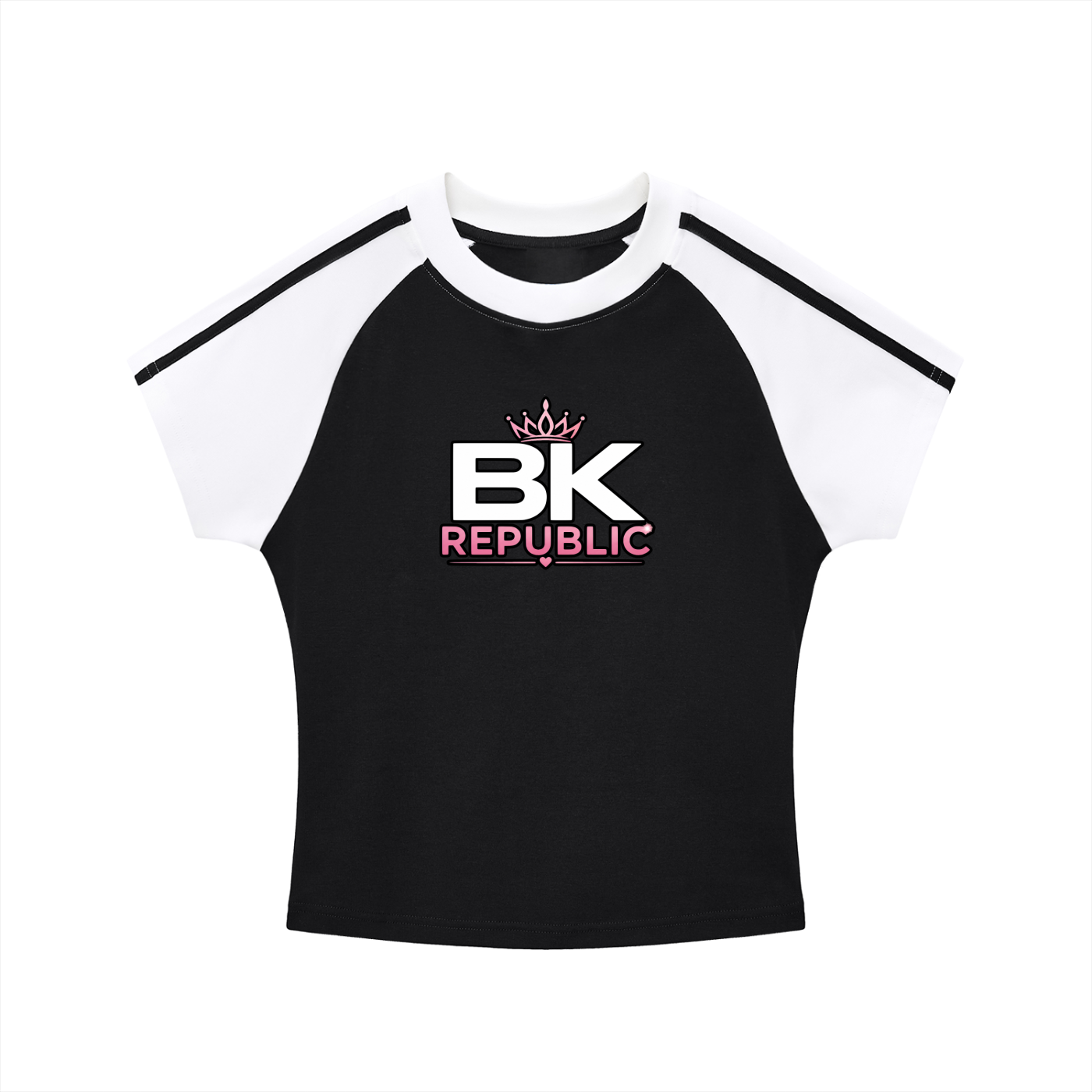 "Brooklyn Republic Essentials"  Women's Contrast Stripes Bodycon Raglan  Sleeve T-Shirt
