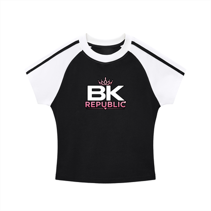 "Brooklyn Republic Essentials"  Women's Contrast Stripes Bodycon Raglan  Sleeve T-Shirt