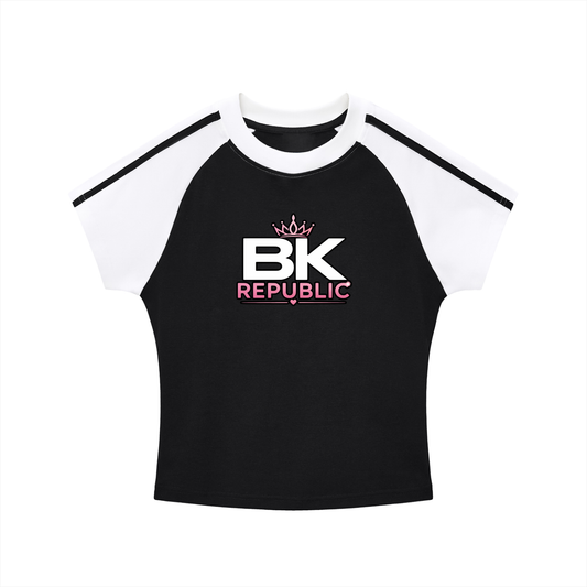 "Brooklyn Republic Essentials"  Women's Contrast Stripes Bodycon Raglan  Sleeve T-Shirt