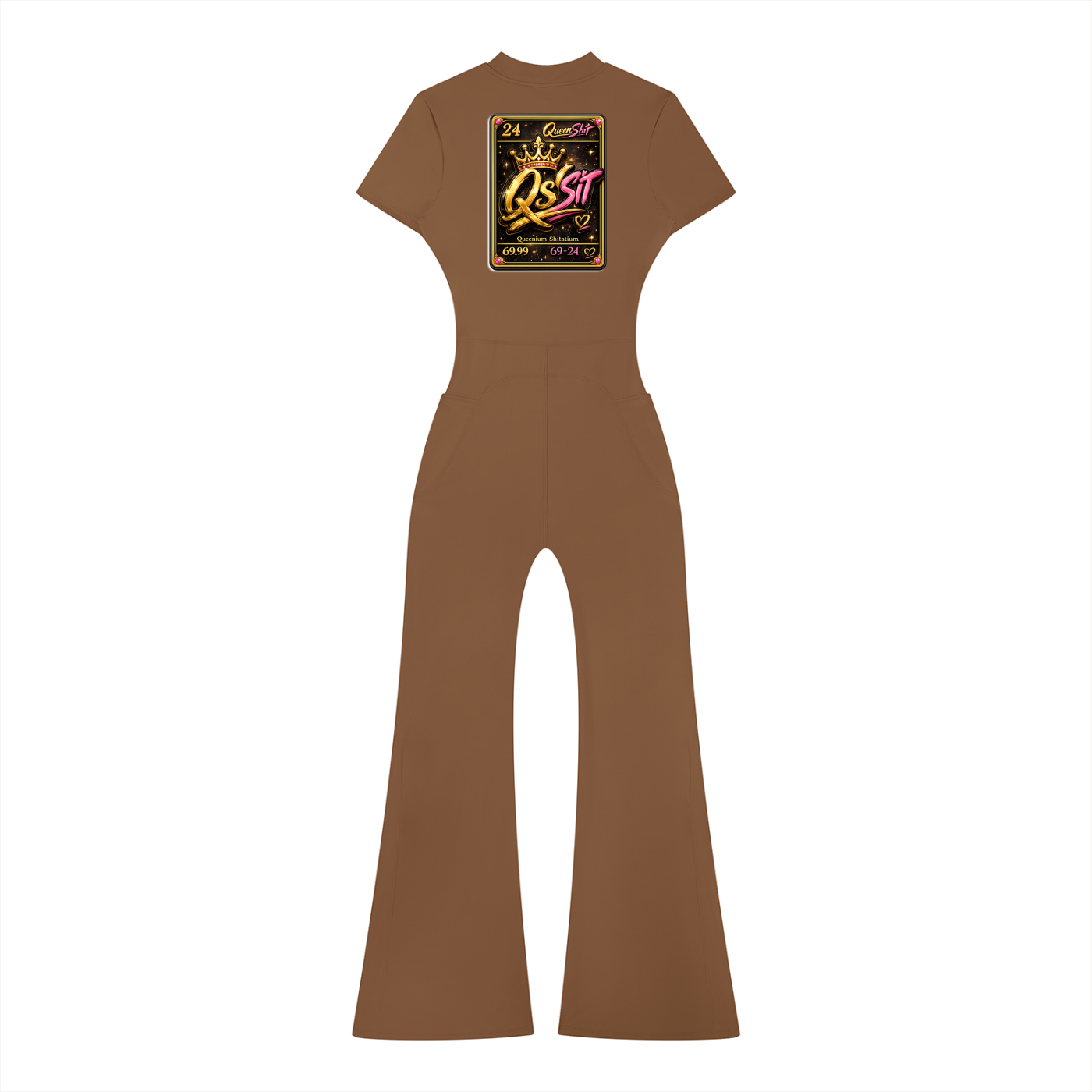 "QUEEN" Women’s Tight Flared Leg Quarter-Zip Jumpsuit