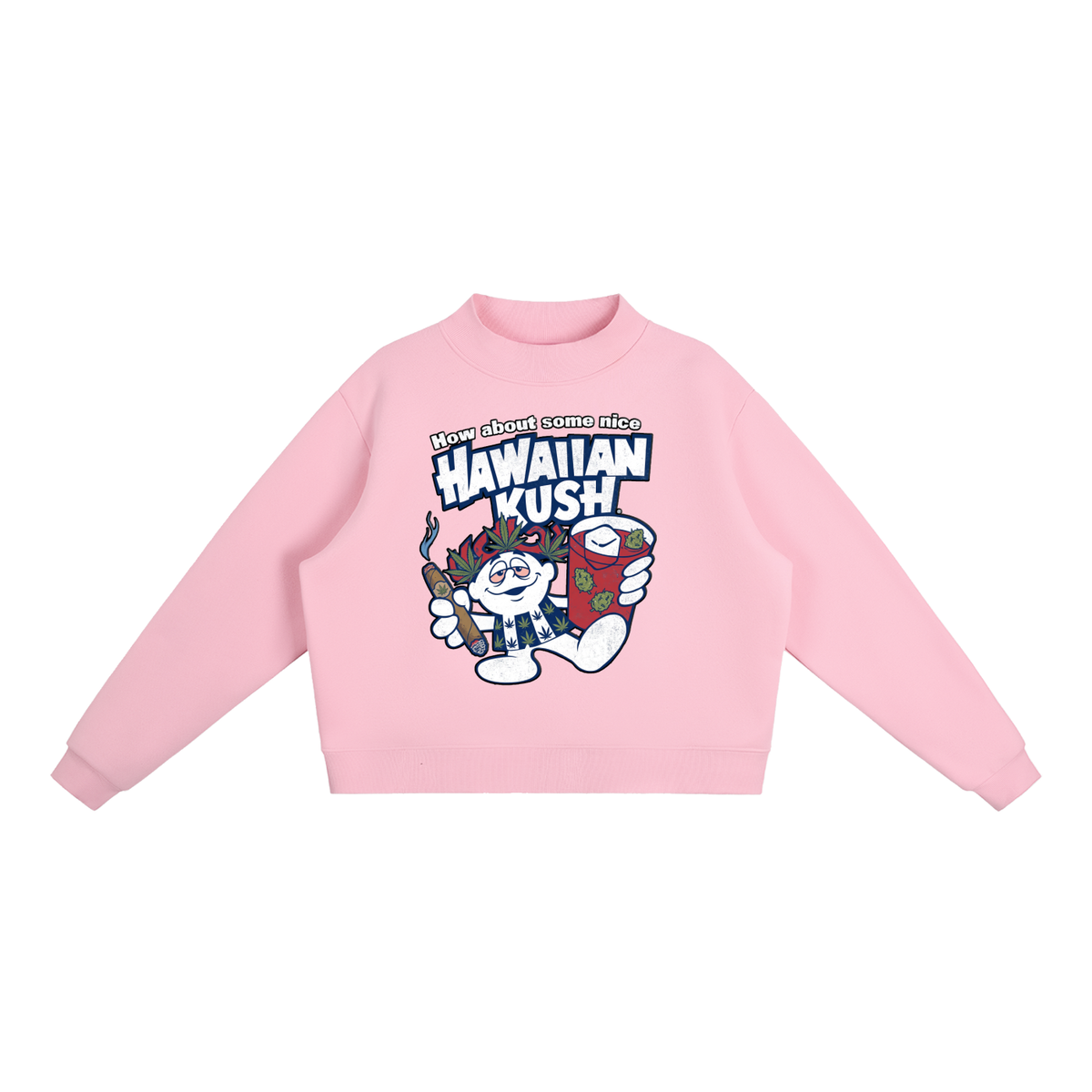 Sparksky & Dutch™ "Hawaiian Punch" Essential Fleece Mock-Neck Crew Sweatshirt