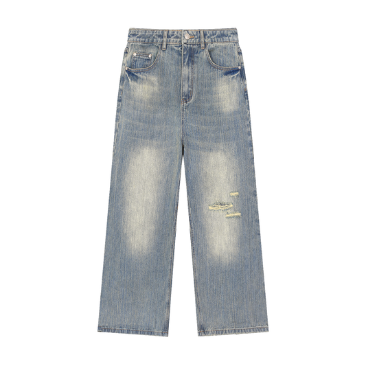 Men's Vintage Wash Distressed Denim Jeans