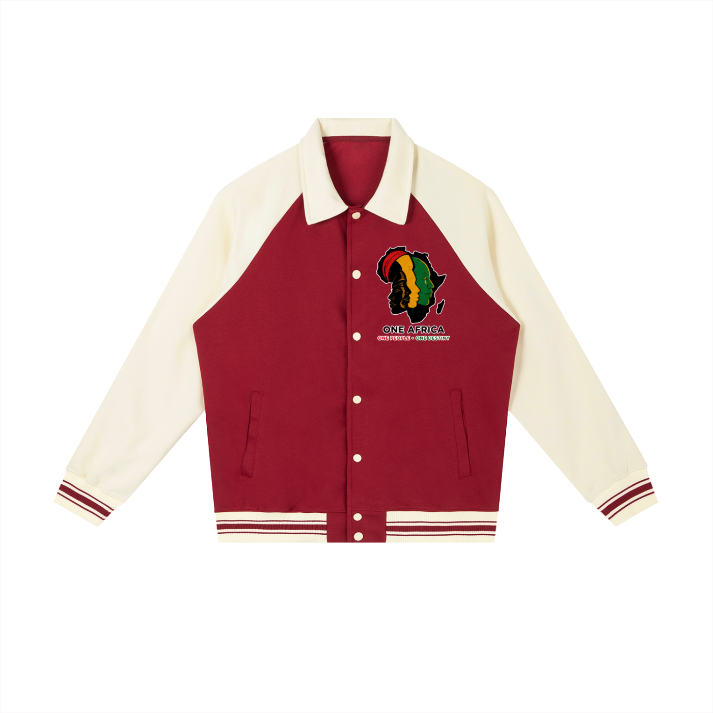 "One Blood" Raglan Sleeve Baseball Jacket