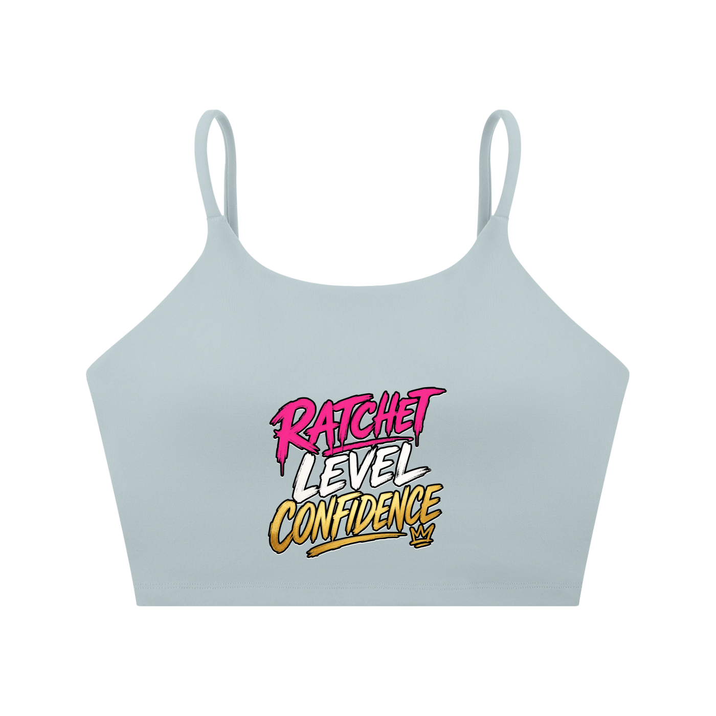 "Ratchet Level Confidence" Spaghetti Strap Yoga Sports Bra