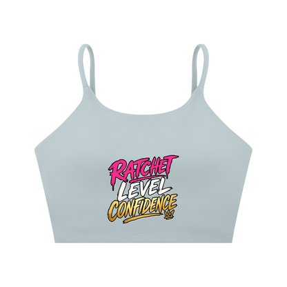 "Ratchet Level Confidence" Spaghetti Strap Yoga Sports Bra