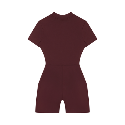 "Brooklyn Republic Essentials" Women's Quarter-Zip Short Sleeve Romper