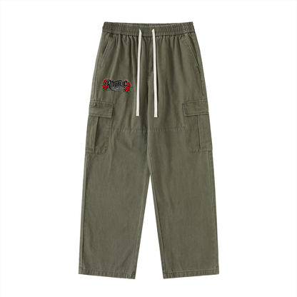 "War of the Roses" Men's Drawstring Waist Straight-Leg Cargo Pants