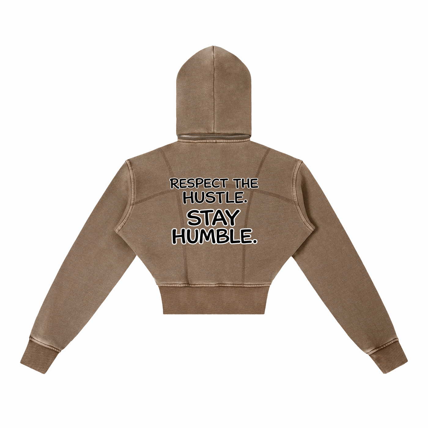 "STAY TRUE" Vintage Washed Cropped Fleece Hoodie