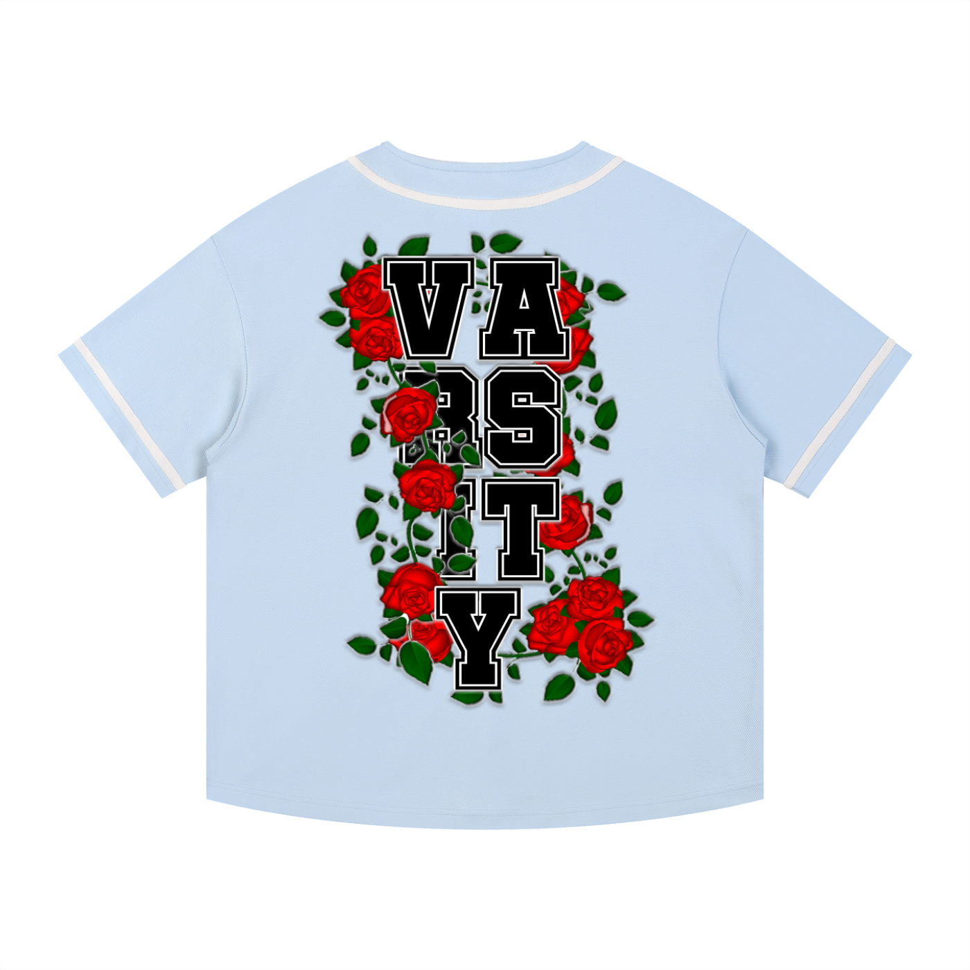 "Varsity" Contrast Piped Button-Up Jersey