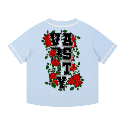 "Varsity" Contrast Piped Button-Up Jersey