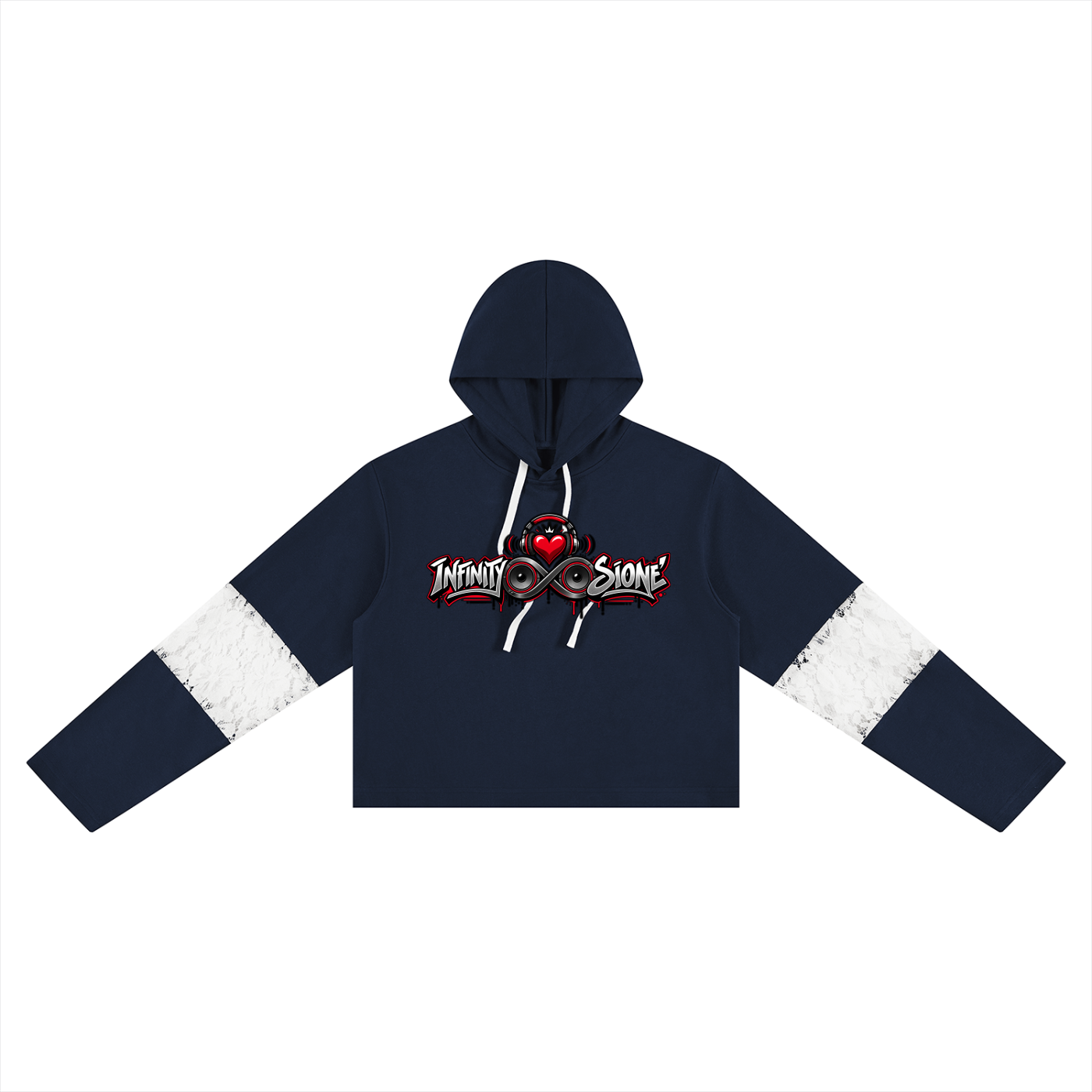 Infinity Sione™ "Heartbeatz" Women’s Cropped Lace-Panel Hoodie