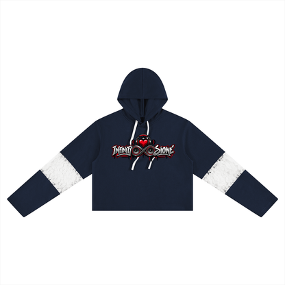 Infinity Sione™ "Heartbeatz" Women’s Cropped Lace-Panel Hoodie