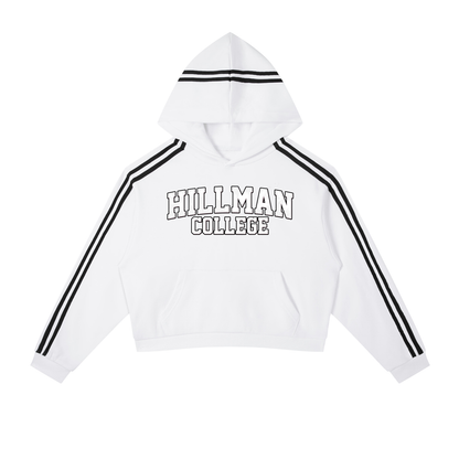 "Hillman College" Contrast Side Stripe Cropped Hoodie